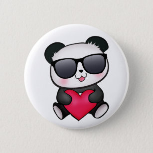 Kall valentin för Pandabjörnsolglasögon hjärta för Knapp