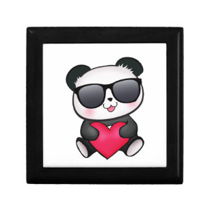 Kall valentin för Pandabjörnsolglasögon hjärta för Smyckeskrin