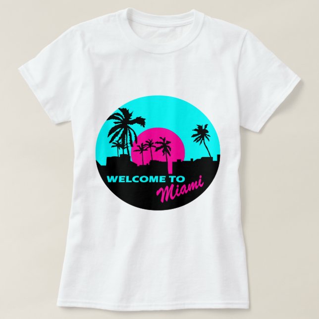 Kall välkomnande till den Miami designen Tee (Design framsida)