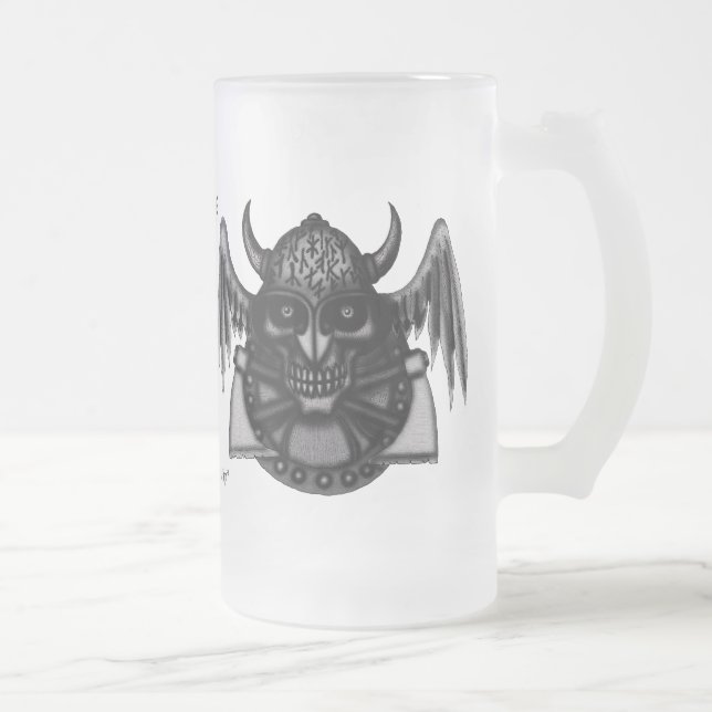 Kall viking skalle med den grafiska ölmuggen för frostat ölglas (Höger)