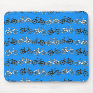 Kall vintage för krickaturkosblått cyklar cyklar musmatta