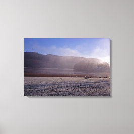 Kall vintermorgon Esthwaite Vatten England Canvastryck