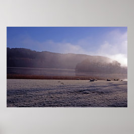 Kall vintermorgon Esthwaite Vatten England Poster