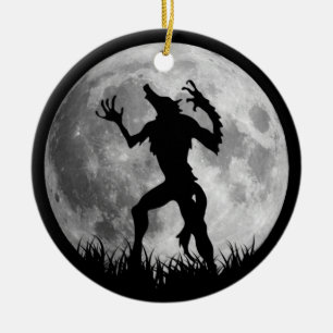Kall Werewolffullmåneomformning Julgransprydnad Keramik