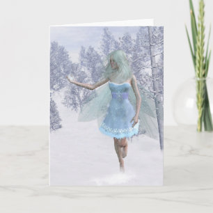 Kall Winter Fairy Catching Snöflingor Helgkort