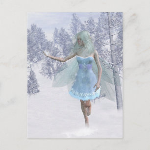 Kall Winter Fairy Catching Snöflingor Vykort