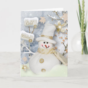 Kall Winter Snögubbe Helgkort
