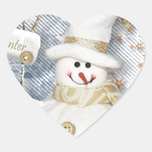 Kall Winter Snögubbe Hjärtformat Klistermärke