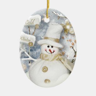 Kall Winter Snögubbe Julgransprydnad Keramik