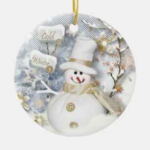 Kall Winter Snögubbe Julgransprydnad Keramik
