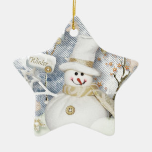 Kall Winter Snögubbe Julgransprydnad Keramik