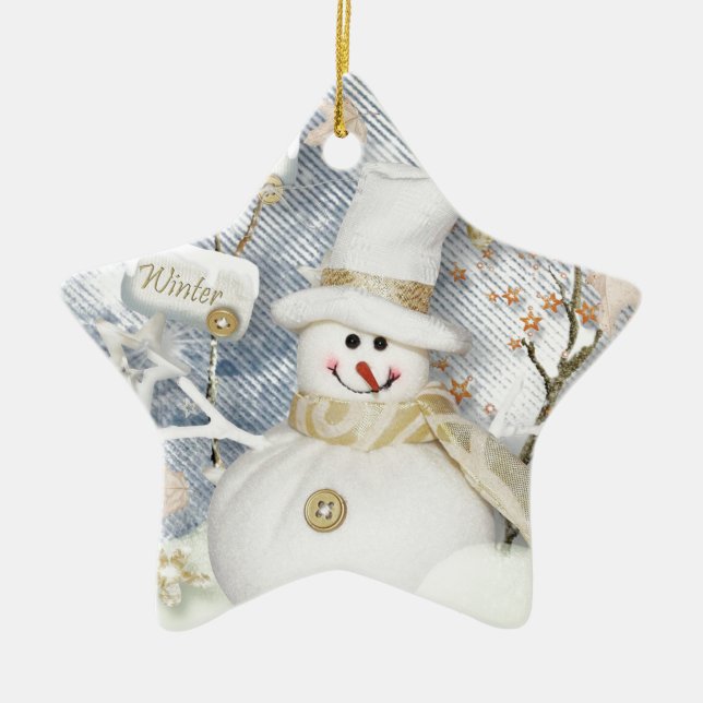 Kall Winter Snögubbe Julgransprydnad Keramik (Framsidan)