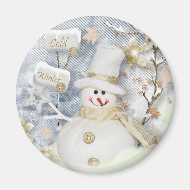 Kall Winter Snögubbe Magnet (Framsidan)