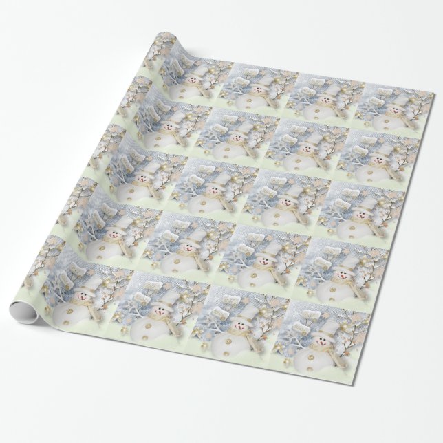 Kall Winter Snögubbe Presentpapper (Utrullad)