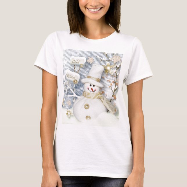 Kall Winter Snögubbe T Shirt (Framsida)
