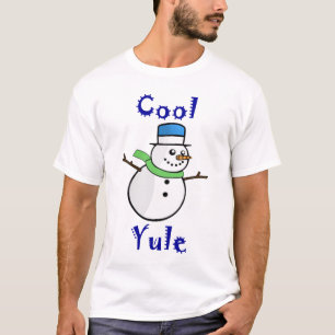 Kall Yule snögubbe i blåtttop hat Tee Shirt