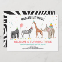 Kalla alla partydjur födelsedag för Zoovildflicka