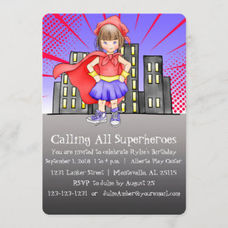 Kalla alla Superheroes födelsedag Inbjudningar