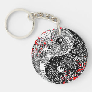 Kalla blodsplatterYin Yang drakar tatuerar konst