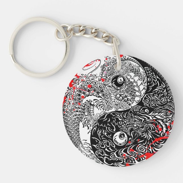 Kalla blodsplatterYin Yang drakar tatuerar konst (Framsidan)