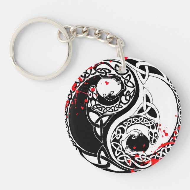 Kalla blodsplatterYin Yang drakar tatuerar konst (Framsidan)