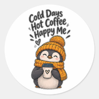 Kalla dagar Varmt kaffe Glad mig Söt Runt Klistermärke