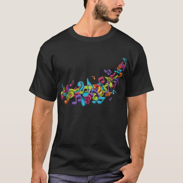 kalla färgglada musik noter & ljud t shirt (Framsida)