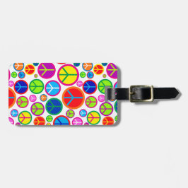 Kalla färgrika Groovy fredsymboler för personlig Bagagebricka