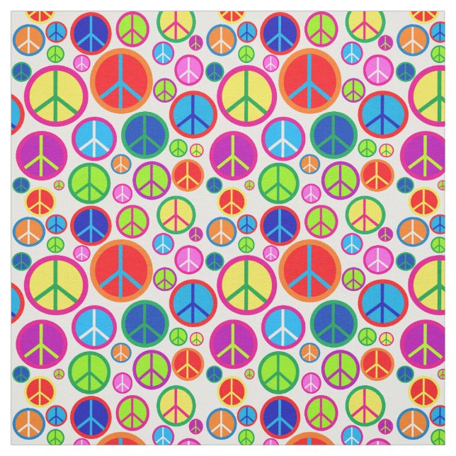Kalla färgrika Groovy fredsymboler Tyg (Provkarta)