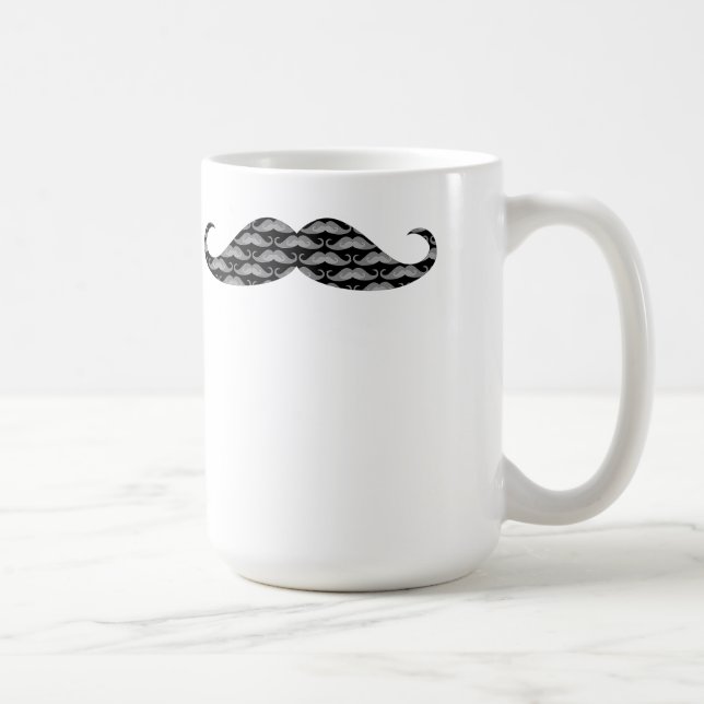 Kalla gråtonmustaschmönster kaffemugg (Höger)