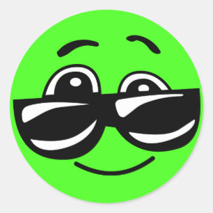 Kalla gröna Emoji med solglasögon Runt Klistermärke