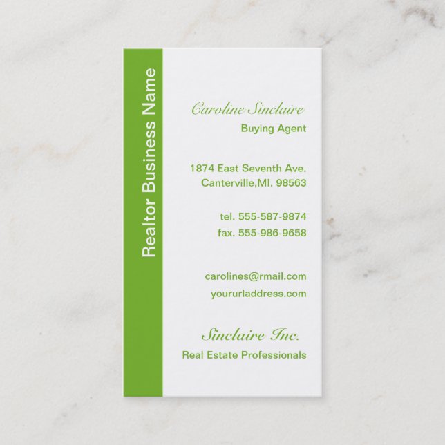 Kalla gröna fastighetsmäklarevisitkortar visitkort (Framsida)