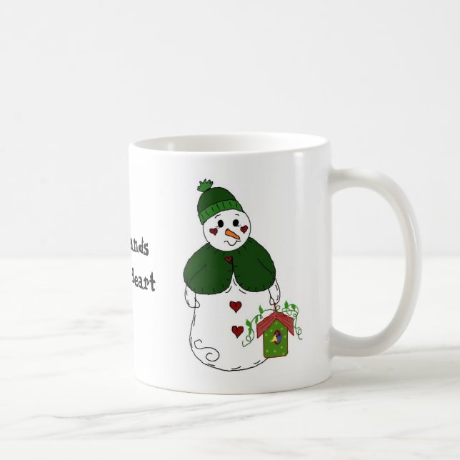 Kalla händer varmt hjärta kaffemugg (Höger)