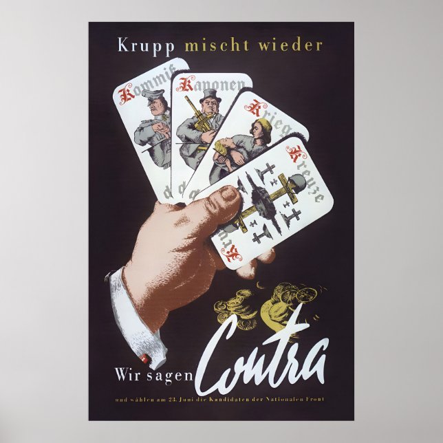 Kalla kriget Östtyska propagandaffisch Krupp Anti- Poster (Framsidan)