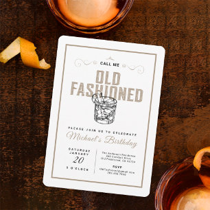Kalla mig Gamla Fashioned Retro White Whiskey Birt Inbjudningar