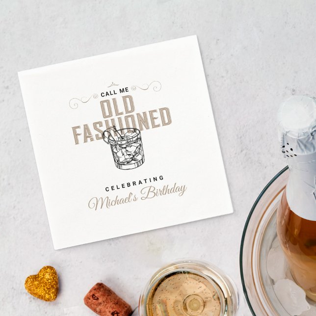 Kalla mig Gamla Fashioned Retro White Whiskey Birt Pappersservett (Skapare uppladdad)