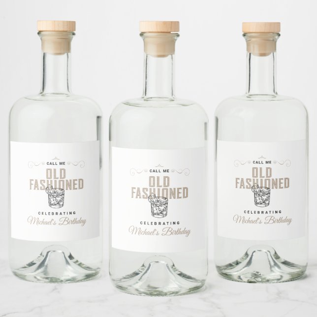 Kalla mig Gamla Fashioned Retro White Whiskey Birt Spritflaskor Etikett (Flaskor)
