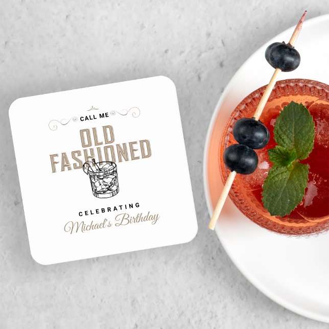 Kalla mig Gamla Fashioned Retro White Whiskey Birt Underlägg Papper Kvadrat (Skapare uppladdad)