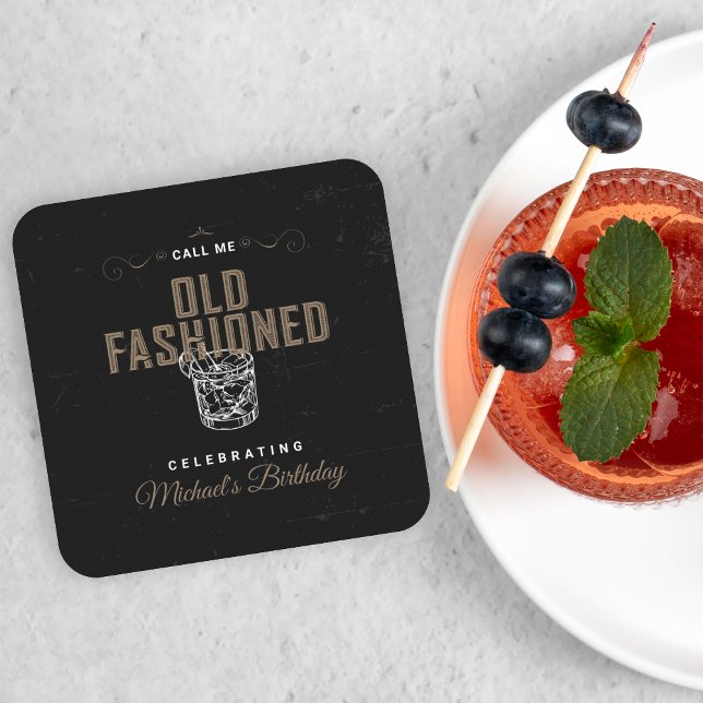 Kalla mig gammal fashioned Whiskey Cocktail Birthd Underlägg Papper Kvadrat (Skapare uppladdad)