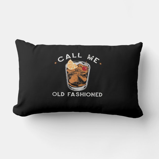 Kalla mig gammal fashioned Whiskey Drinking Cockta Lumbarkudde (Framsida)