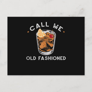 Kalla mig gammal fashioned Whiskey Drinking Cockta Vykort