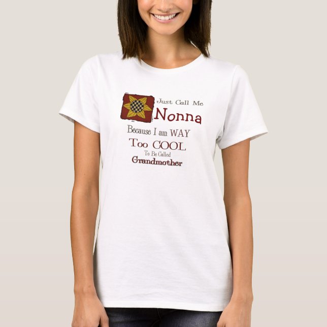 Kalla mig Nonna Coola Grandma T-shirt Prim Solros (Framsida)