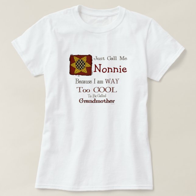 Kalla mig Nonnie Coola Grandma T-shirt Prim Sunsph (Design framsida)
