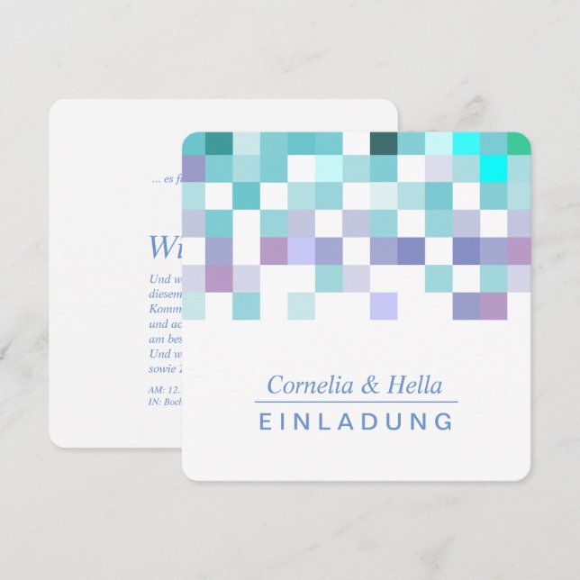 Kalla mintfärgade inbjudningar (Fram/baksida)