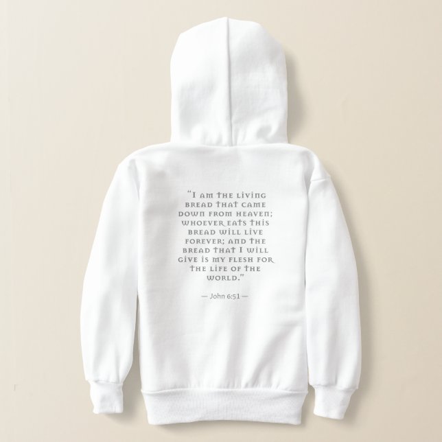 Källa och toppmöte: Heliga Eucharist John 6:51 Cit T Shirt (Laydown Baksida)