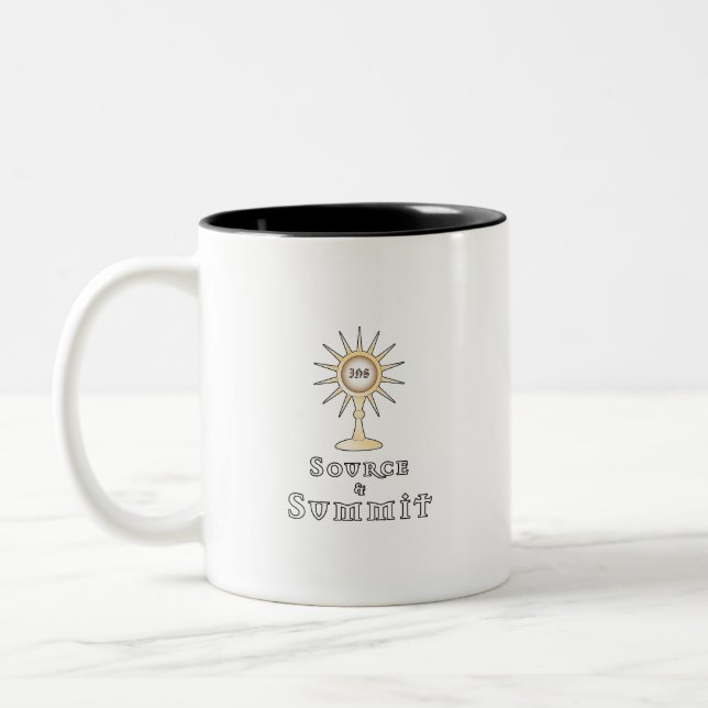 Källa och toppmöte: Heliga Eucharist Två-Tonad Mugg (Vänster)