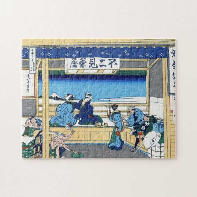 Kalla orientaliska japanska Hokusai Fuji View Pussel (Horisontell)