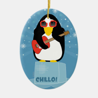 Kalla Rockin pingvinnågot att säga Chillo på jul Julgransprydnad Keramik