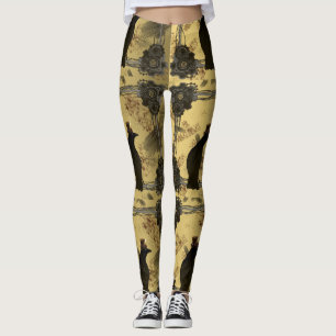 Kalla Steampunk gal och utrustar damasker Leggings