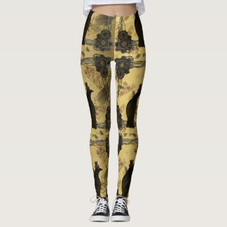 Kalla Steampunk gal och utrustar damasker Leggings